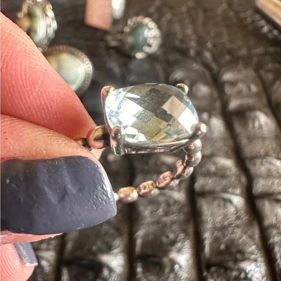 Pandora Sterling and Blue Topaz Ring - Picture 2 of 6